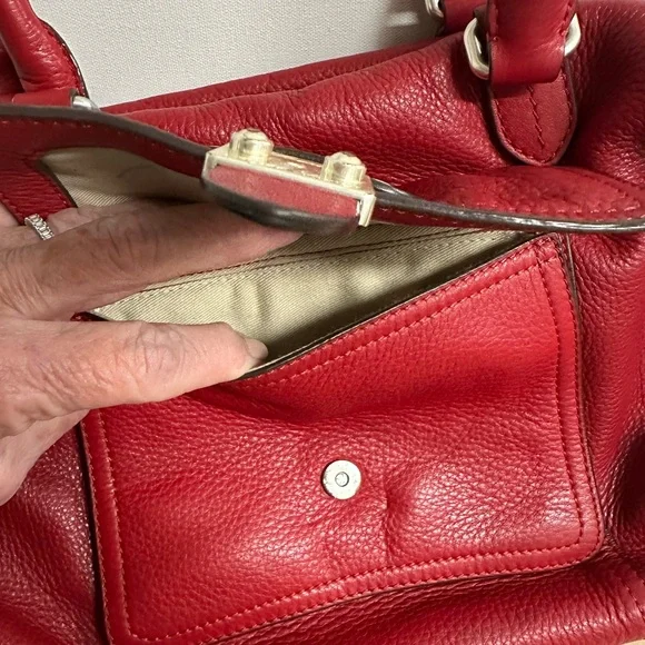 Ralph Lauren Red Leather Satchel Handbag - Women's Stylish Shoulder Bag - Picture 12 of 13